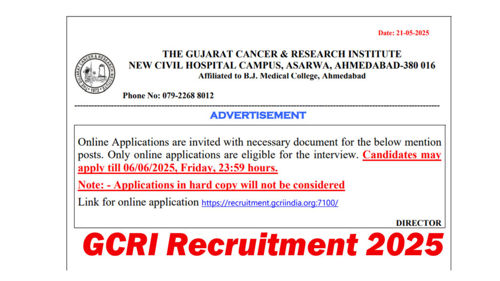 GCRI Recruitment 2025